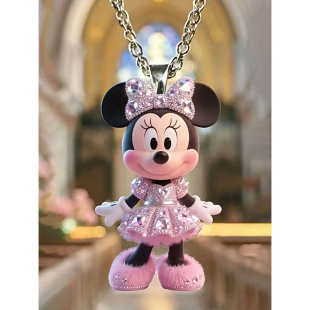 Disney Minnie Mouse Child's Pendant Necklace & Chain Girls Pretend Play New